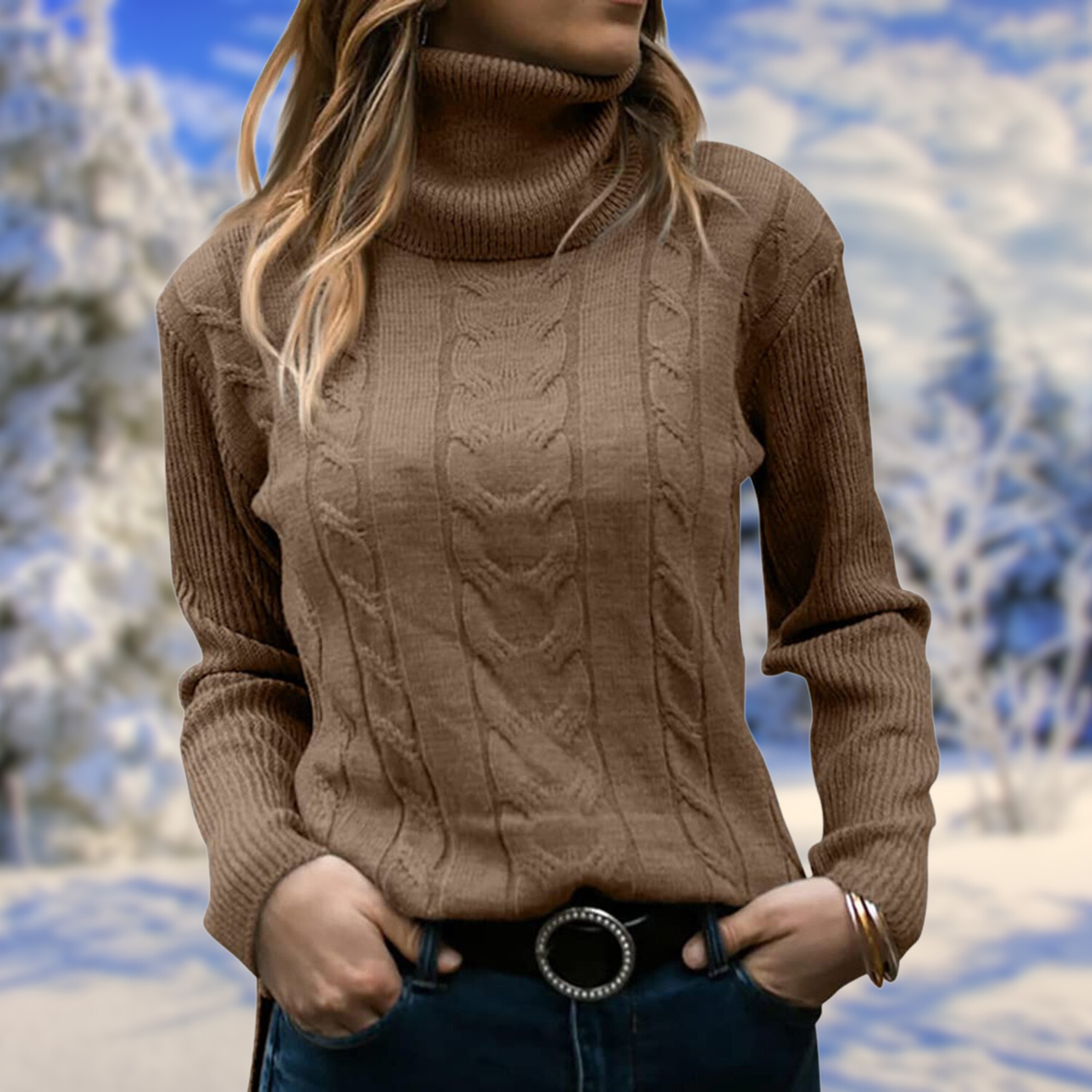 Freya - Elegant Single-Breasted Sweater with Checked Collar