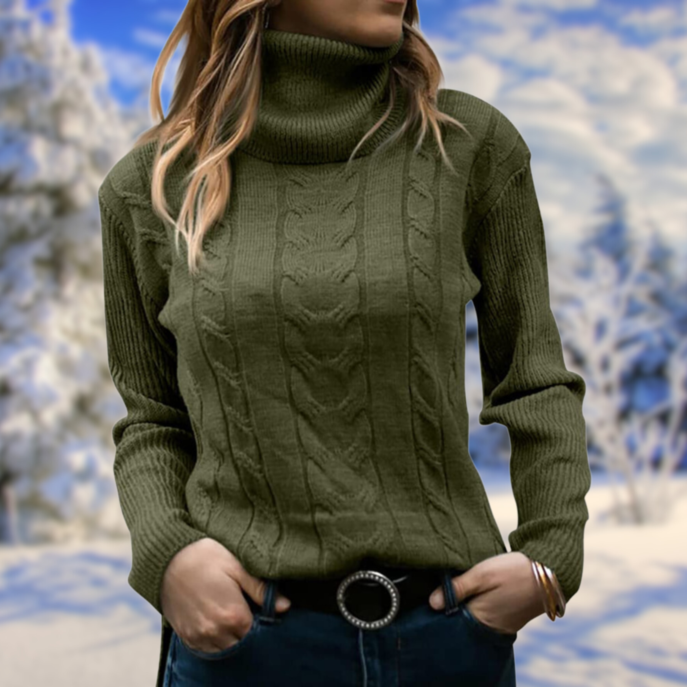 Freya - Elegant Single-Breasted Sweater with Checked Collar