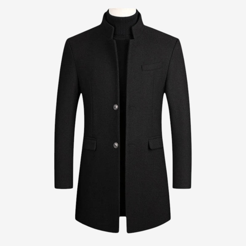 LapelCraft - Manteau long pour homme avec fermeture à boutons