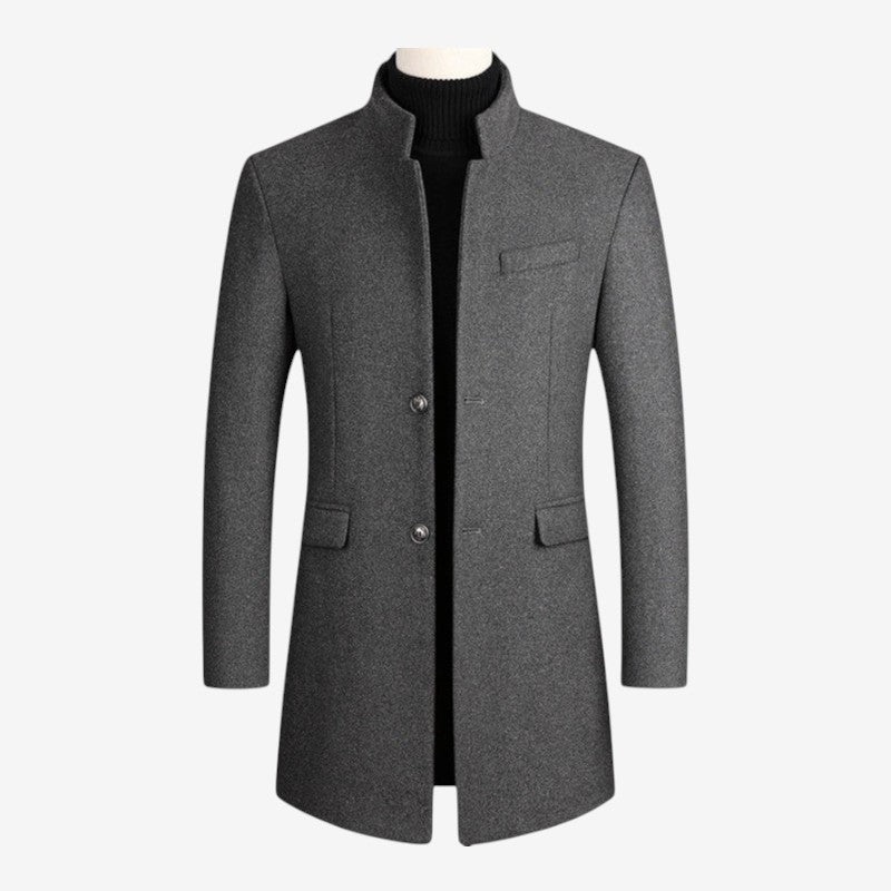 LapelCraft - Manteau long pour homme avec fermeture à boutons