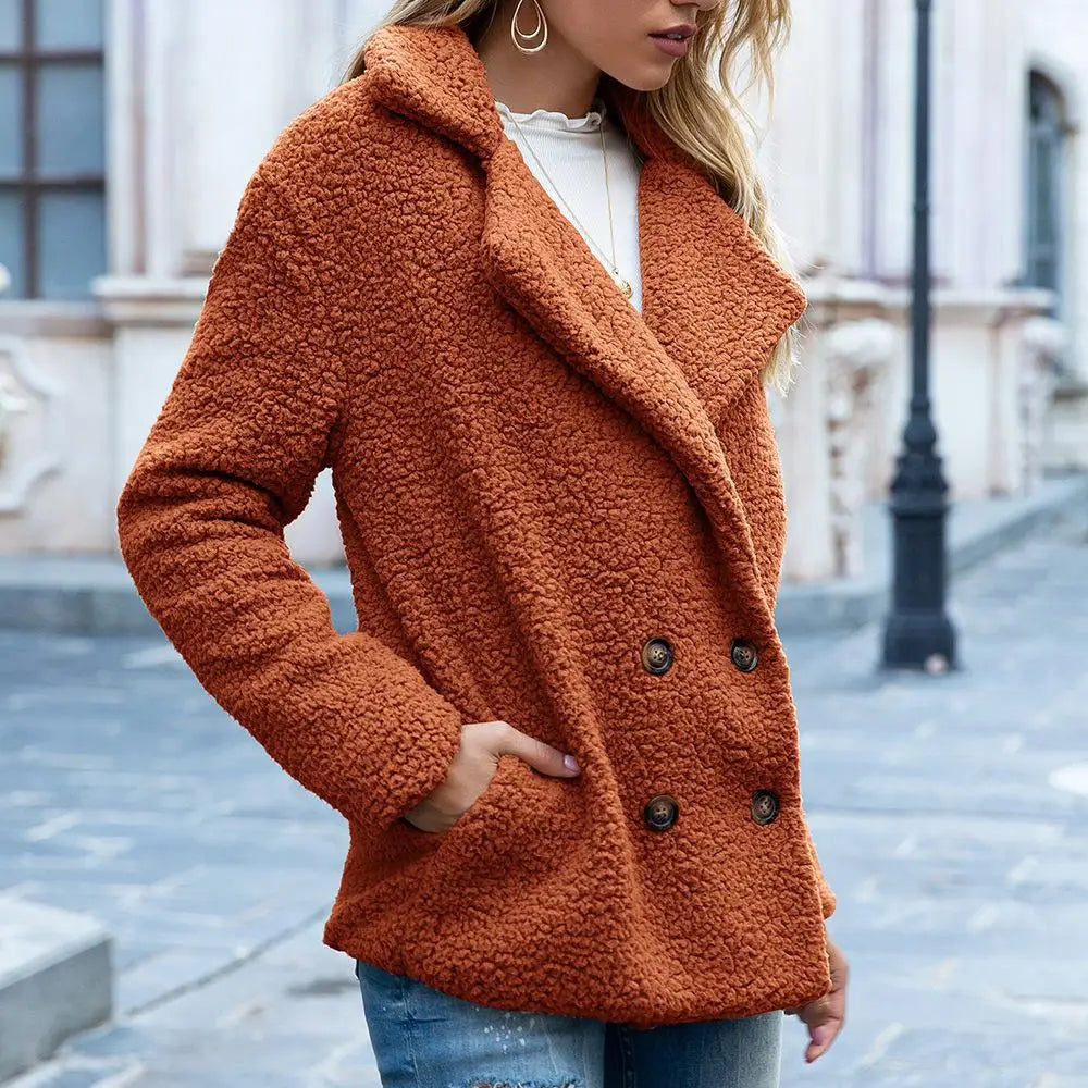 Hanna - Giacca in pile accogliente con chiusura a bottoni per stile classico