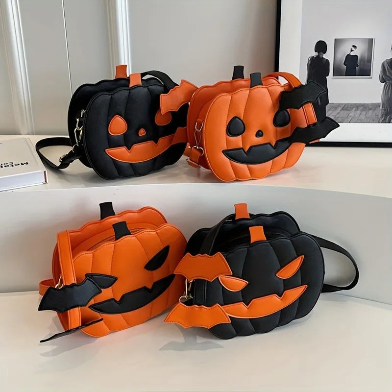 Luna - Bolsa em forma de abóbora com design de morcego