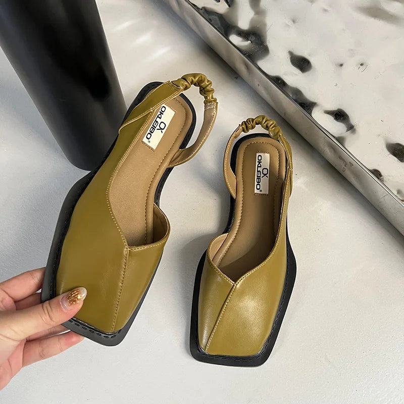 Wanda - Stylové slingback baleríny s moderní čtvercovou špičkou