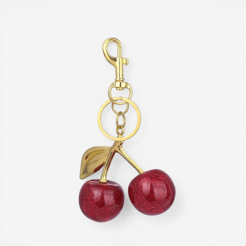 Porte-clés en métal pendentif cerise