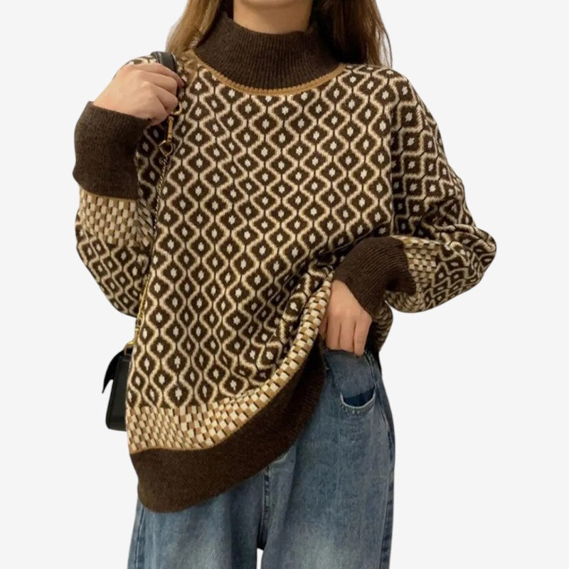 Lina – Maglione a maniche lunghe con collo alto e dettaglio a coste