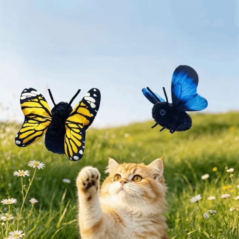 Juguete automático para gatos FlutterPaws con mariposa aleteante y sensor de movimiento