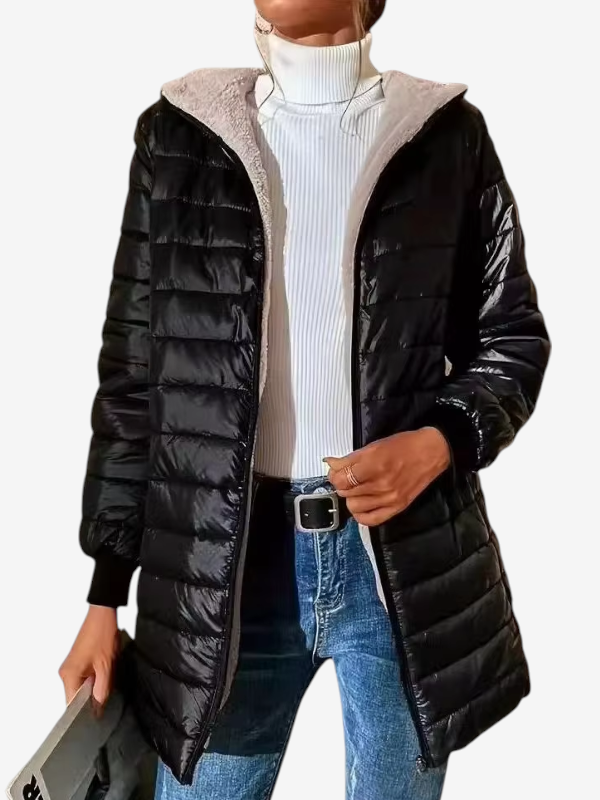Zelvarra – Long Coat with Zipper Closure