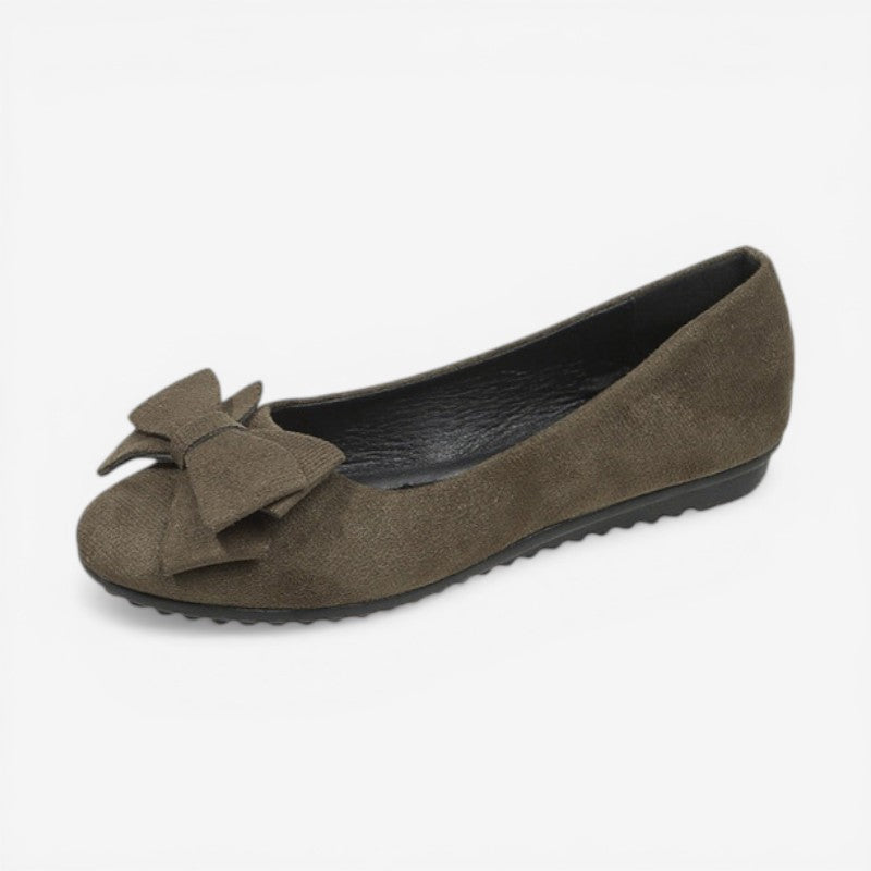 Ballerine da donna slip-on con punta tonda e fiocco decorativo