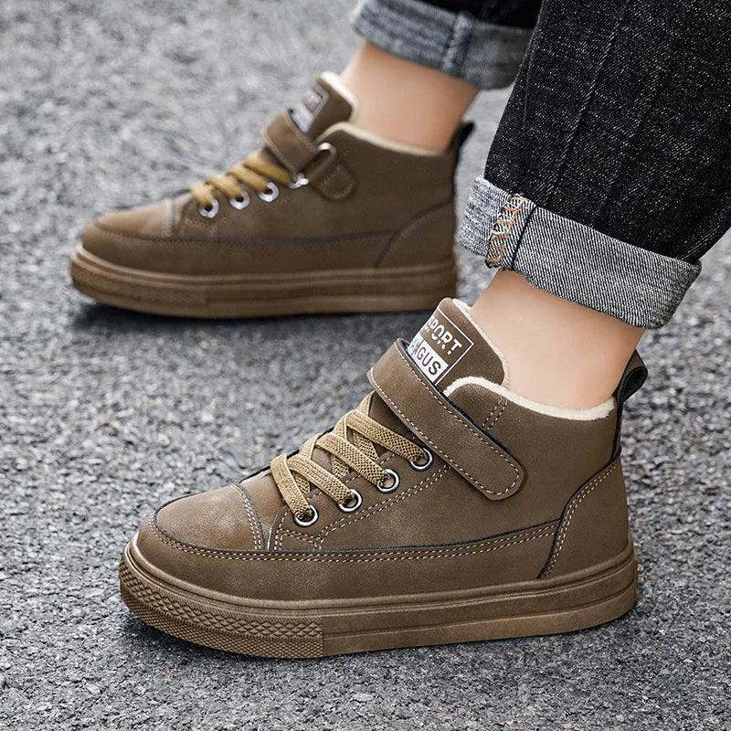 Theo - Bottes antidérapantes pour enfants avec doublure en fourrure douillette et semelle légère