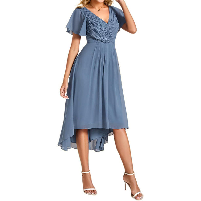 Sophia – Robe Midi à Manches Courtes et Encolure en V