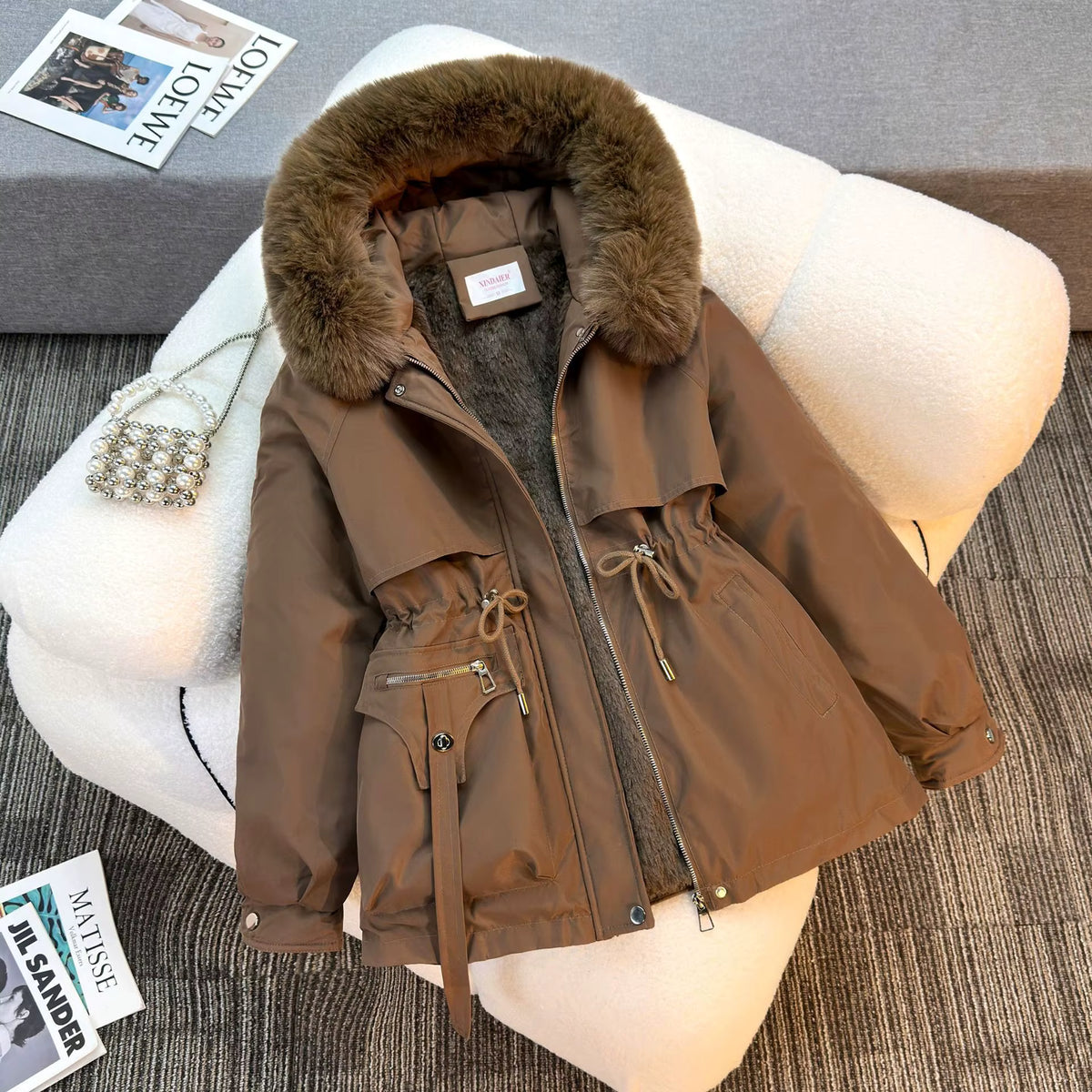 MidQuilt - Women's Quilted Parka With Faux Fur Hood