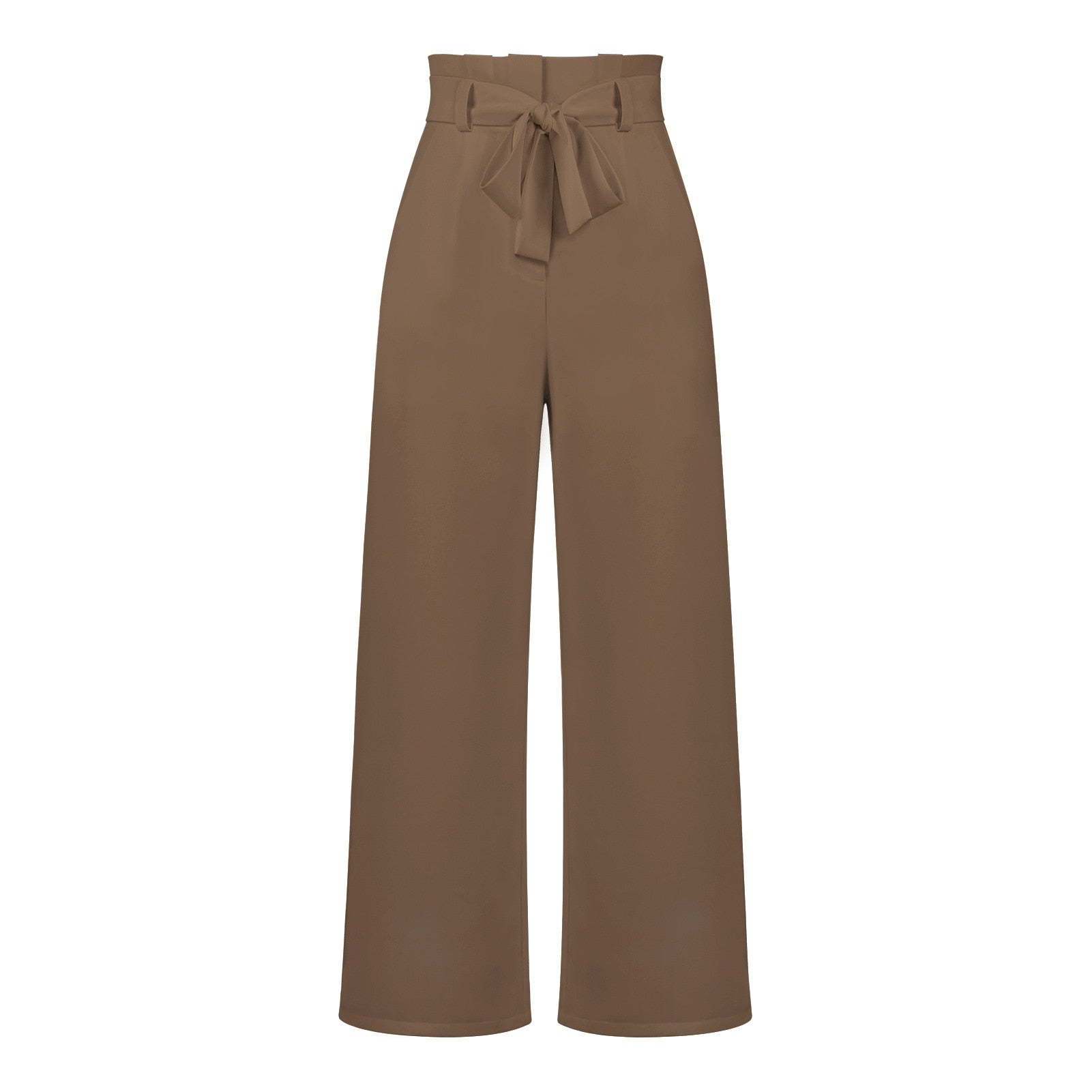 Isabella - Pantaloni classici ampi con vita alta e cintura a fiocco