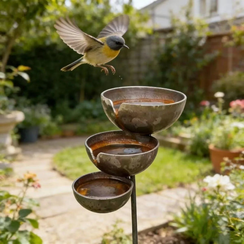 Rainavia – Bain d’oiseaux à 3 niveaux avec récupération de l’eau de pluie