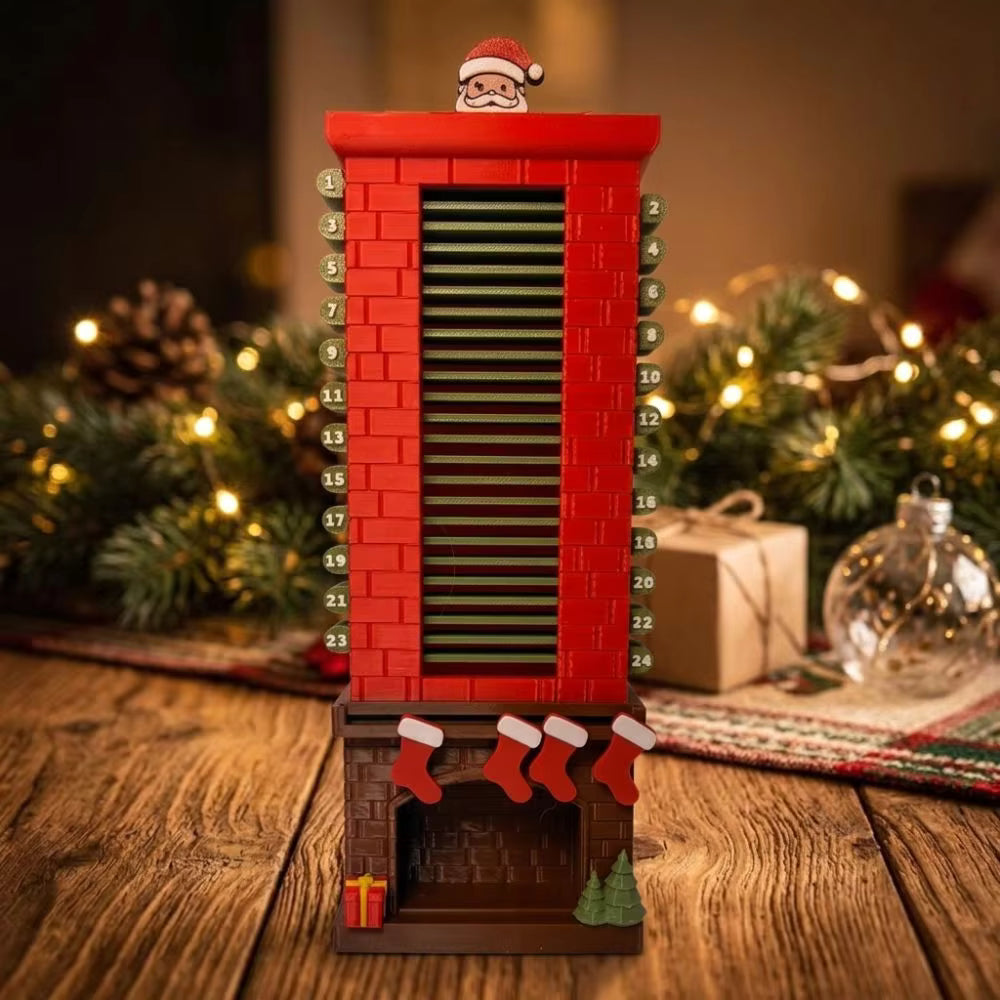 Calendar de Advent ChimneyCheer cu Moș Crăciun și 24 de șipci numerotate