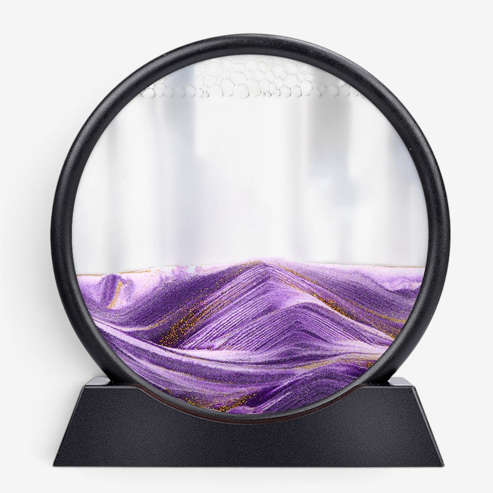 SandVortex - Quadro artistico di sabbia mobile 3D con cornice rotonda in vetro