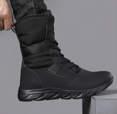 Aaron – Stivaletti alla caviglia con punta tonda e chiusura a lacci | Vestibilità regolabile per l’uso quotidiano | Design leggero e facile da indossare | Taglie 36–46 | Nero