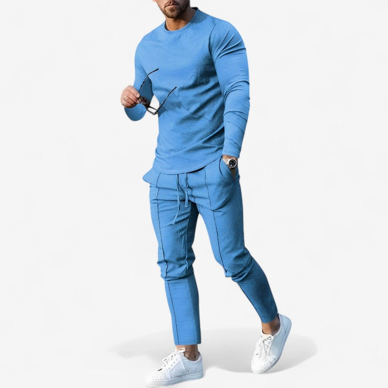 Benjamin – Dwuczęściowy Zestaw z Długim Rękawem T-shirtem i Spodniami o Szerokich Nogawkach