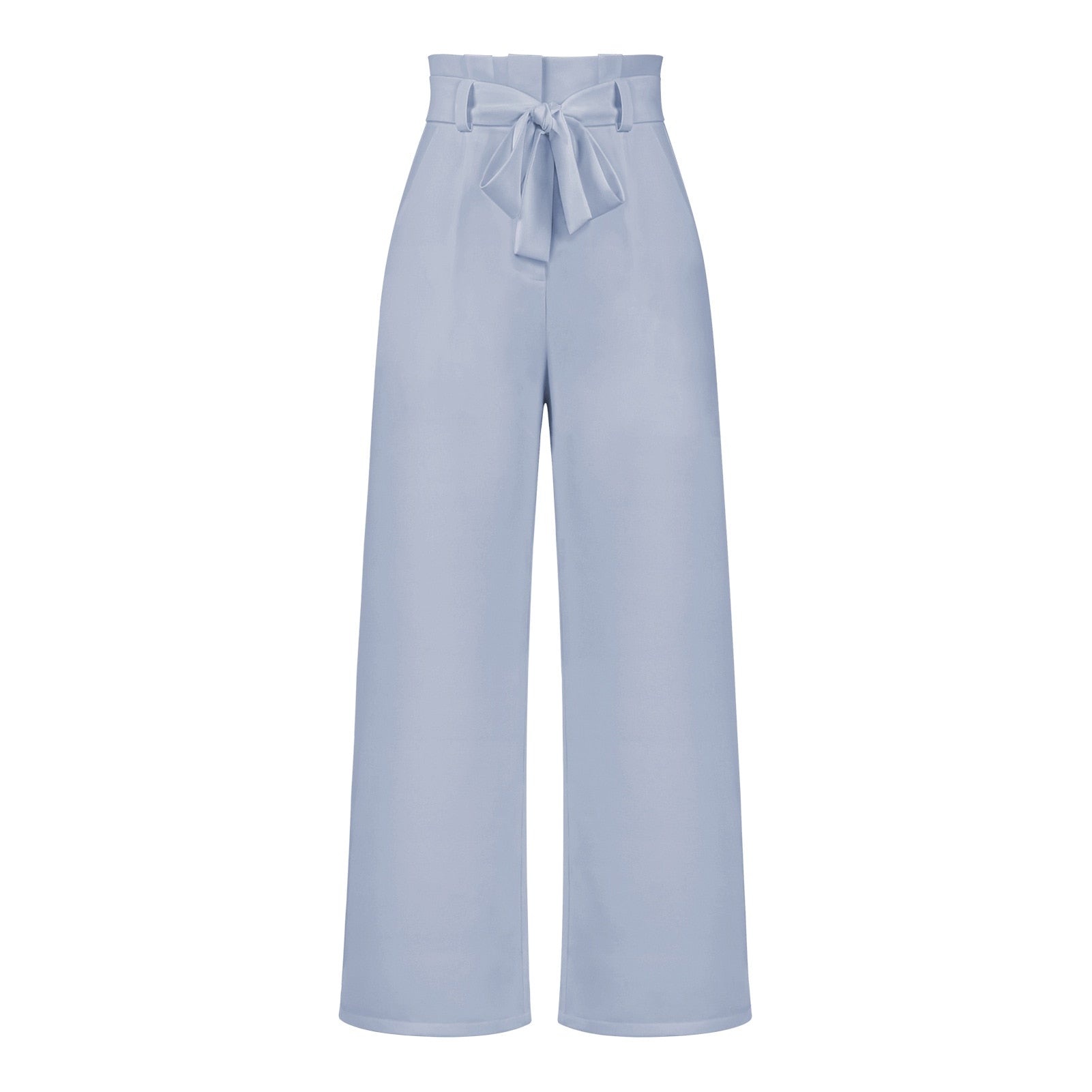 Isabella - Pantaloni classici ampi con vita alta e cintura a fiocco