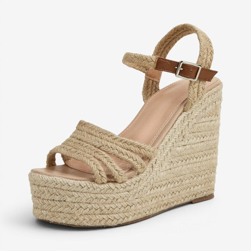 Sandali con zeppa da donna e cinturino con fibbia