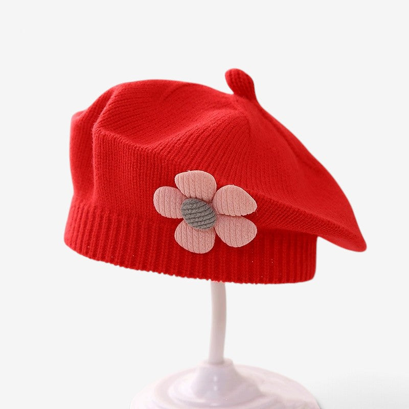 MiniFlora - Béret en tricot pour tout-petit avec motif floral