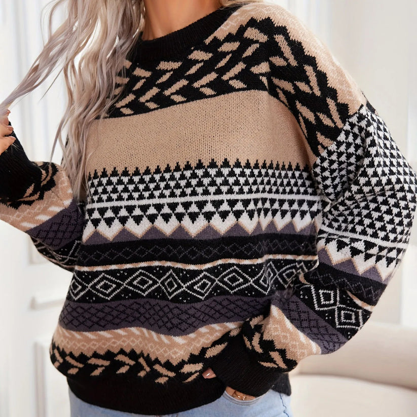 Lena - Morbido maglione a contrasto lavorato a maglia con comfort e stile