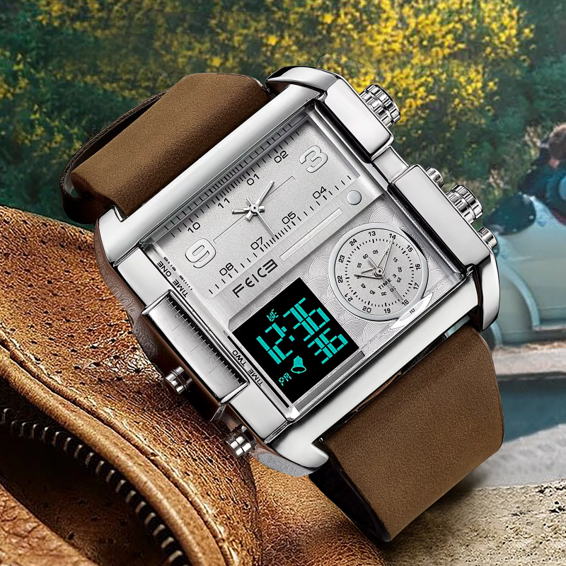ChronoTwin - Reloj de doble movimiento con esfera extragrande de 50mm