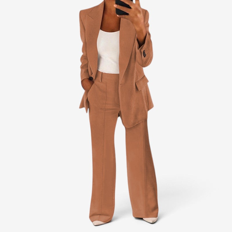 Suitvia - Women's 2-Piece Suit Set with Slim Fit and Matching Trousers