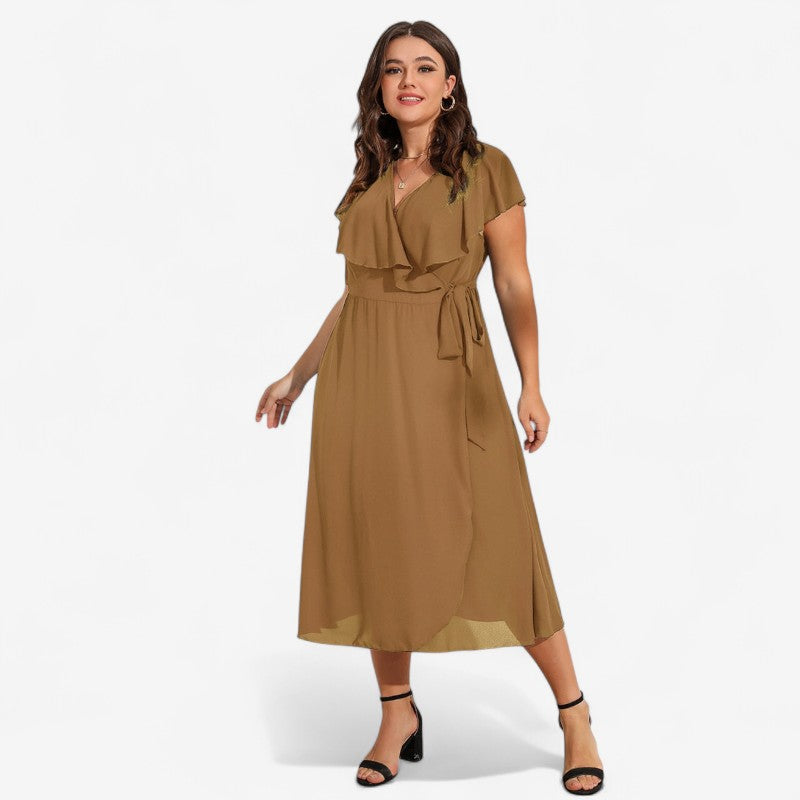 Zoe - Vestito avvolgente con maniche corte e scollo a V