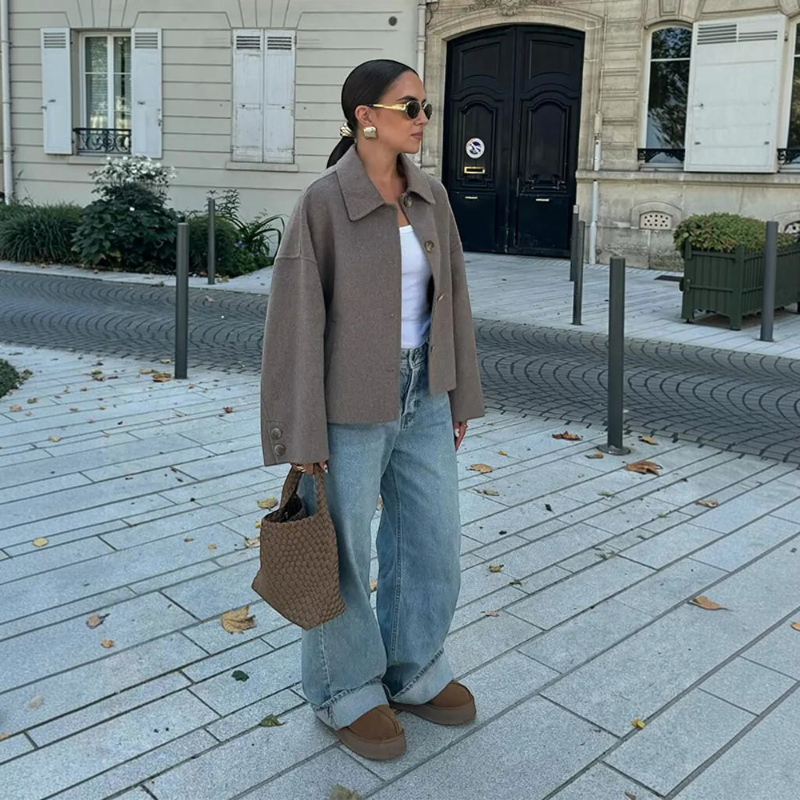 Chemise à col revers pour femme avec boutons