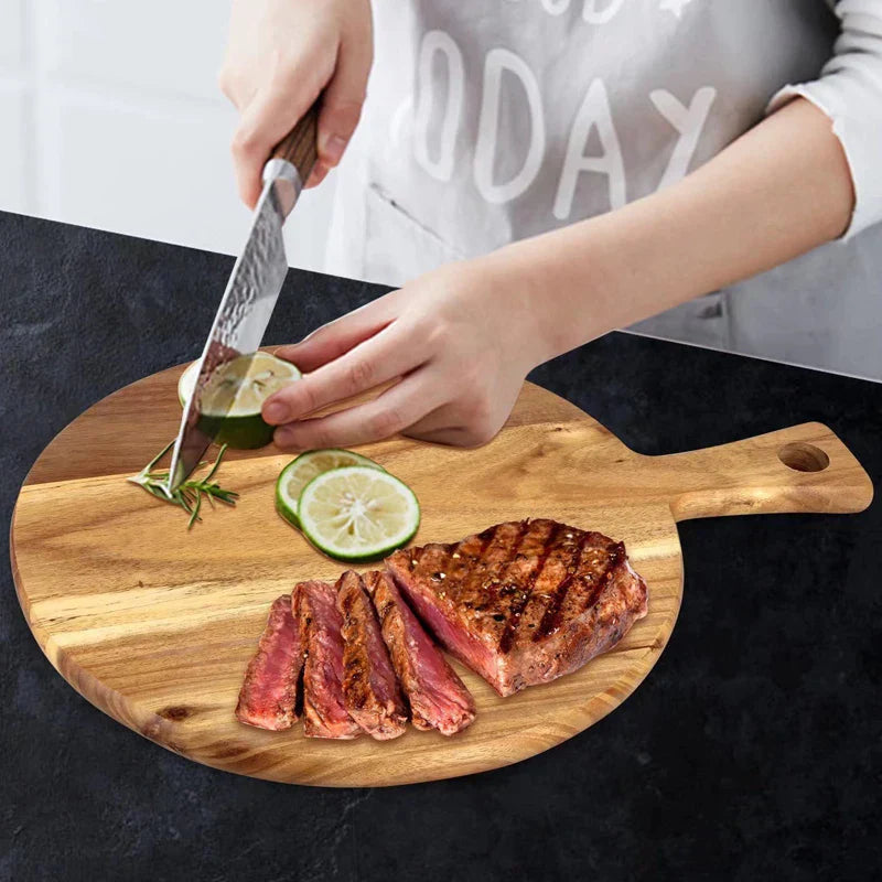 ServeCraft – Lopată rustică pentru pizza și platou de servire cu mâner elegant și suprafață rotunjită
