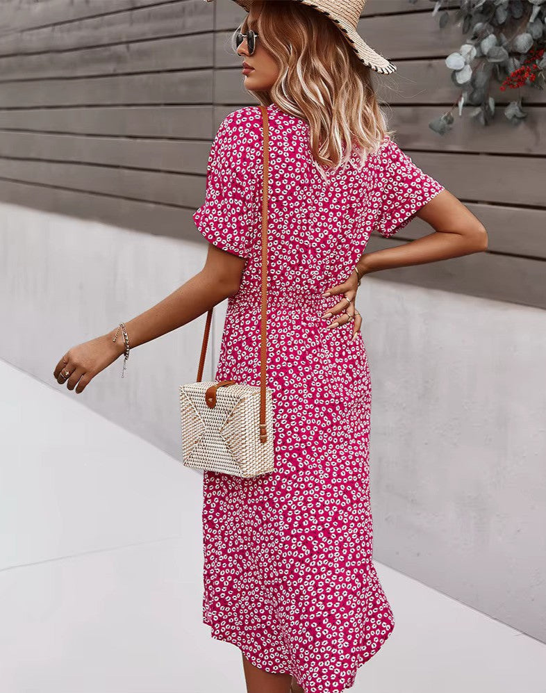 Lena - Boho maxi šaty s knoflíkovým zapínáním vpředu a výstřihem do V