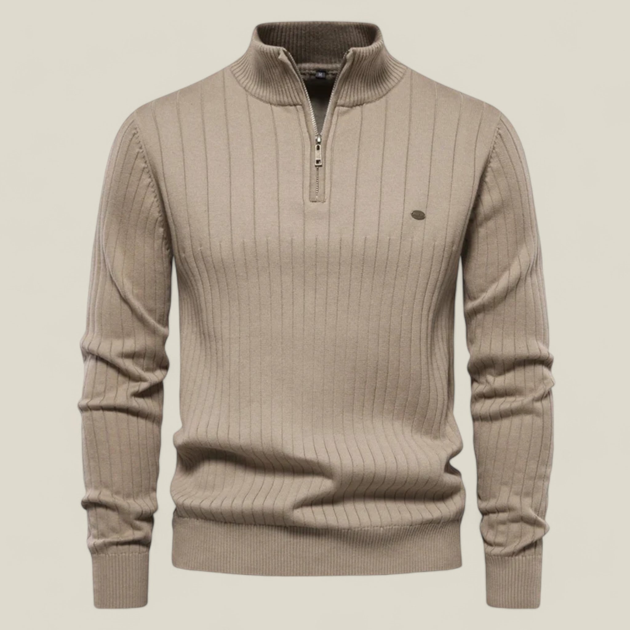 Ethan - Classic sweater with high collar and practical zipper closure