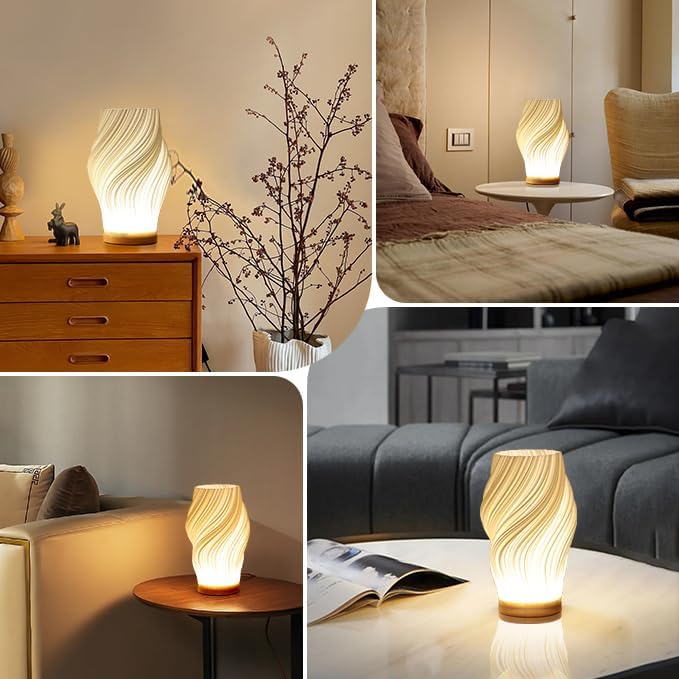 GlowWave – Lampă de masă modernă cu model valuri pentru iluminare ambientală confortabilă