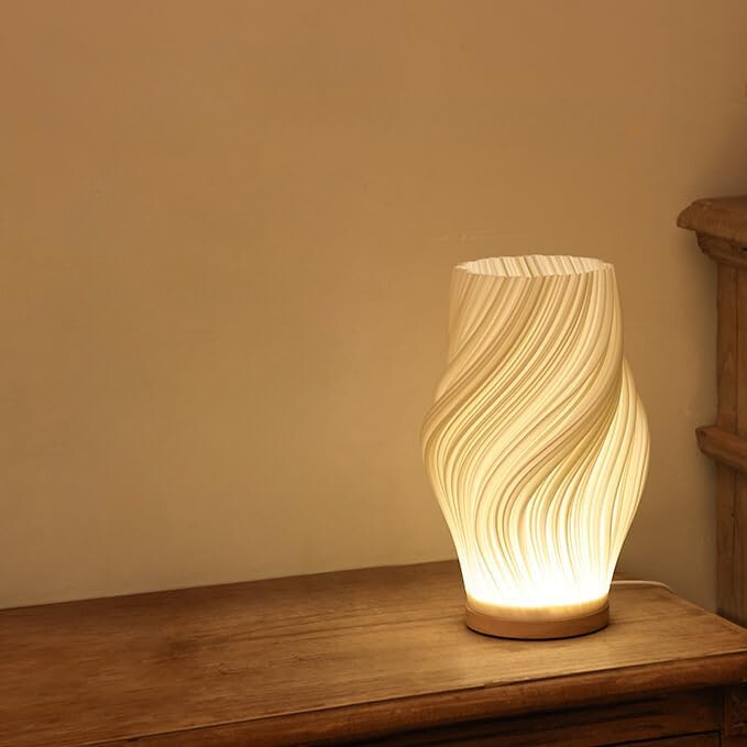 GlowWave – Lampă de masă modernă cu model valuri pentru iluminare ambientală confortabilă