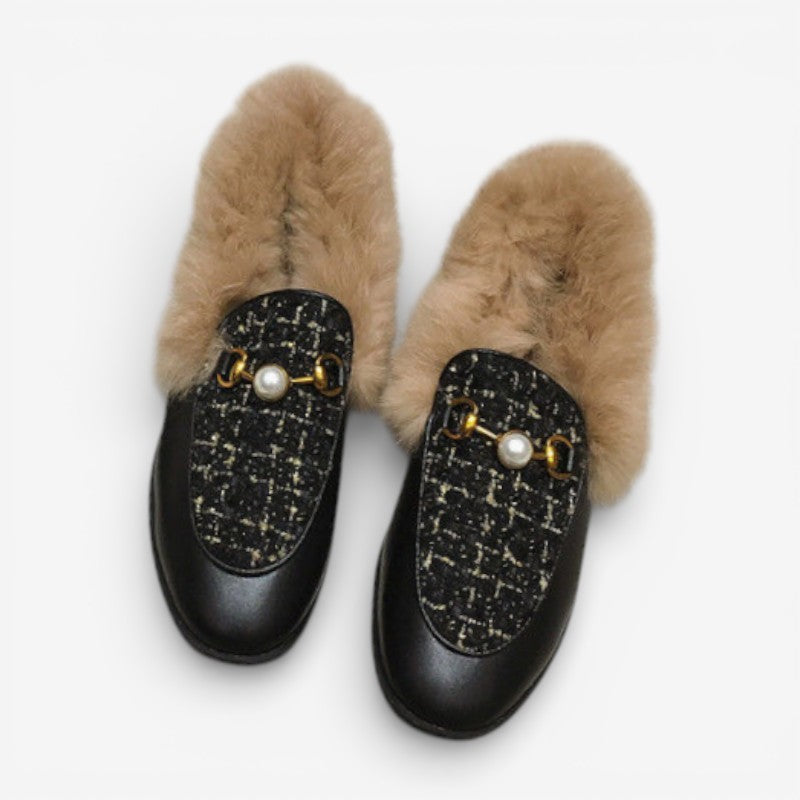 Ophelia – Flat Sole Shoes With Fur Lining And Round Toe