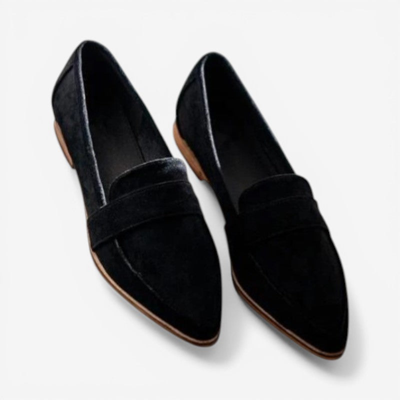 Charlotte – Pointed Toe Suede Slip-On Shoes with Decorative Strap | Easy On/Off Comfort | Durable Rubber Sole | Casual to Semi-Formal