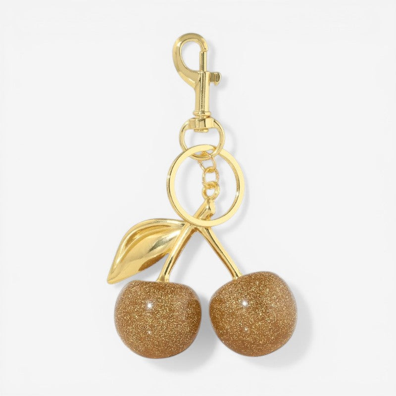 Porte-clés en métal pendentif cerise