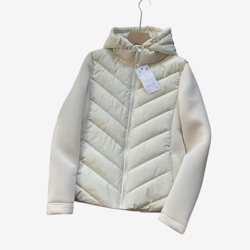 Puffify - Veste matelassée à motif chevrons avec capuche fixe