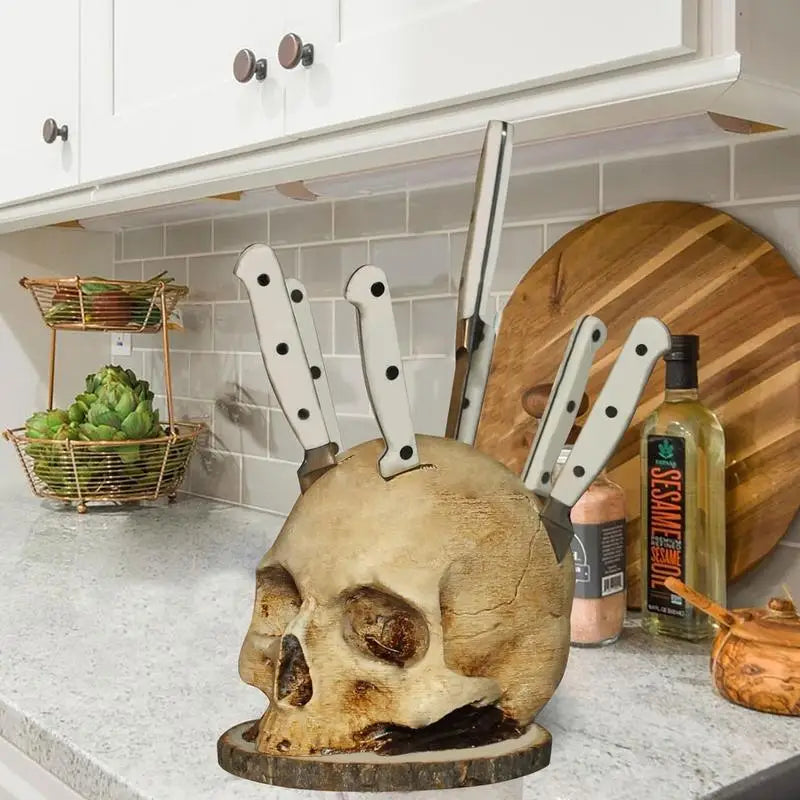 GothicCulinary - Porte couteau tête de mort accrocheur pour un rangement élégant