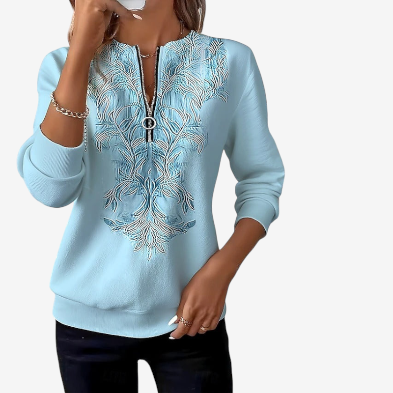 Pull ajusté pour femme à demi-fermeture éclair