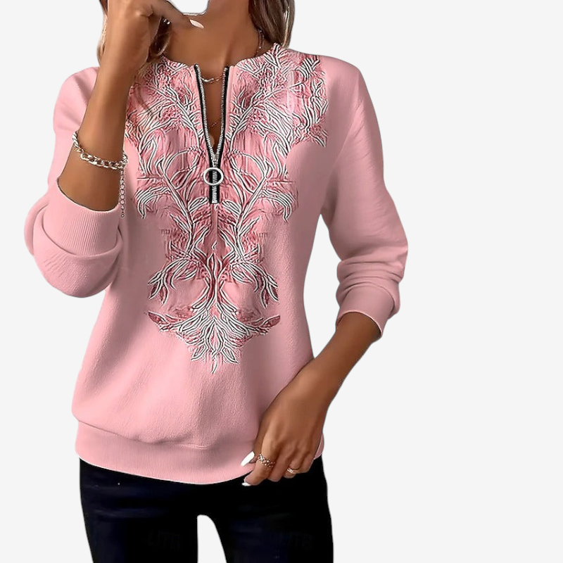 Pull ajusté pour femme à demi-fermeture éclair