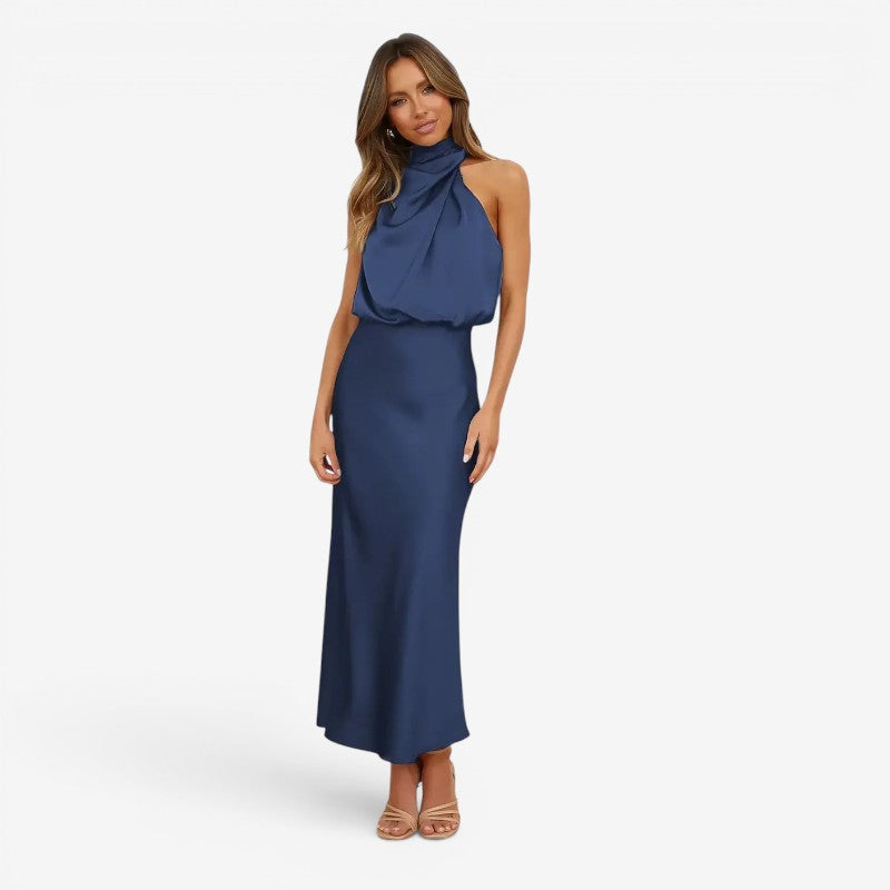 Robe maxi femme à épaules dénudées avec design sans manches