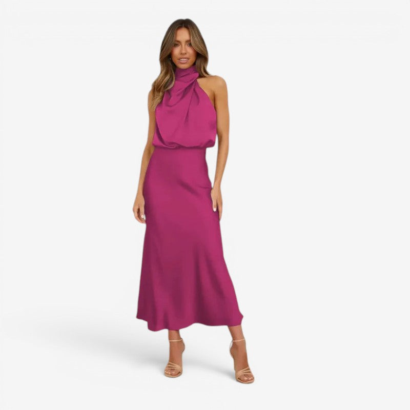 Robe maxi femme à épaules dénudées avec design sans manches