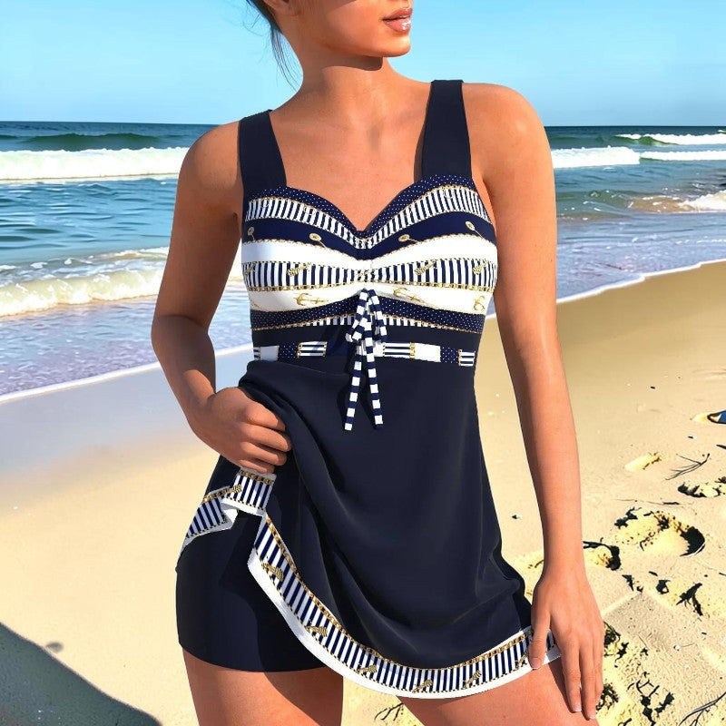 Costum de baie pentru femei cu decolteu în V și design cu talie înaltă