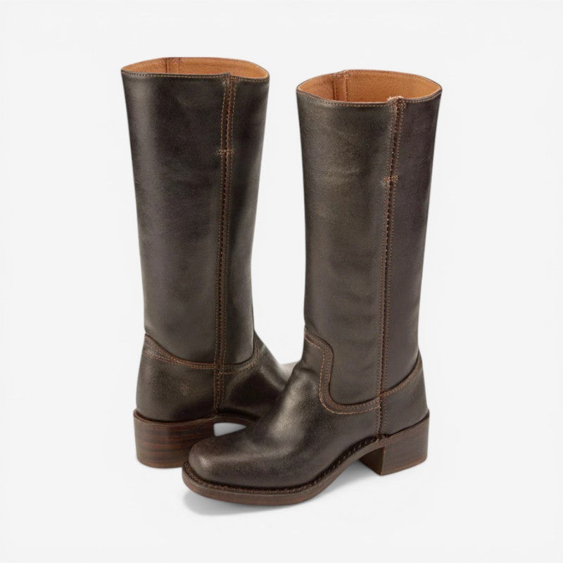 Bottes montantes pour femmes à bout rond avec semelle antidérapante