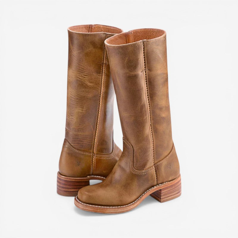 Bottes montantes pour femmes à bout rond avec semelle antidérapante