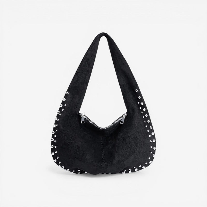 Borsa a spalla da donna con doppia cerniera e tracolla fissa