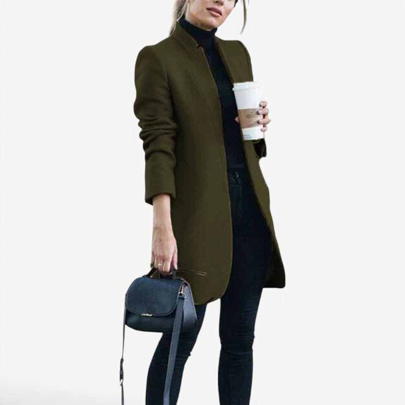 Cappotto donna con collo a revers e maniche lunghe