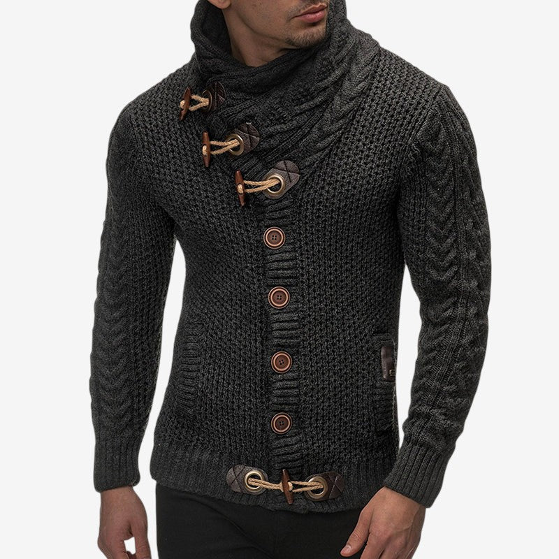 Mark - Pull à manches longues avec poches latérales et fermeture à boutons