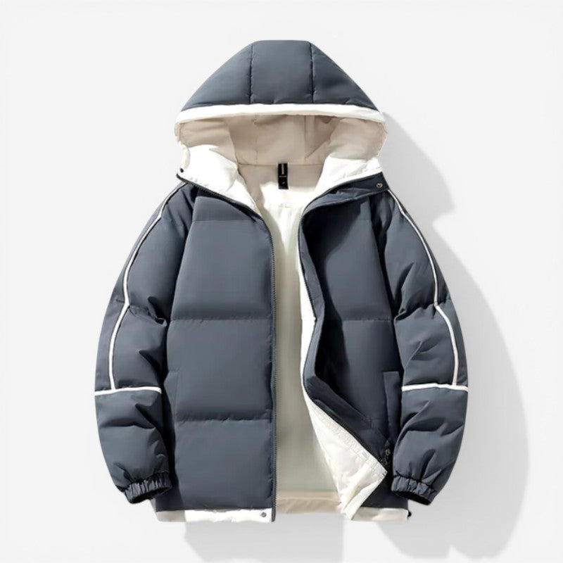 Giacca da uomo con cappuccio, zip e tasche, spessa